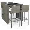 vidaXL 5 Piece Garden Bar Set Grey Poly Rattan