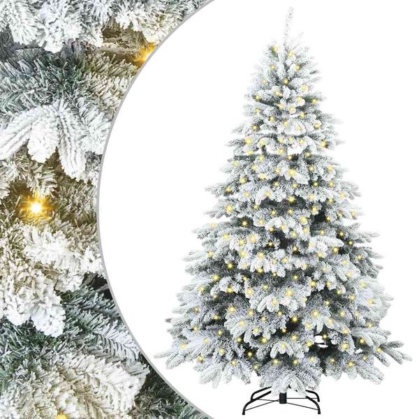 vidaXL Artificial Christmas Tree with 300 LEDs White 210 cm PE and PVC