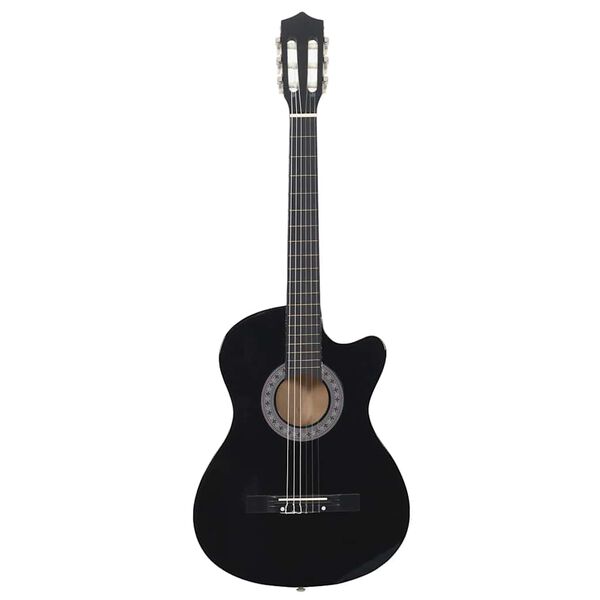 vidaXL Western Classical Cutaway Guitar with 6 Strings Black 38"