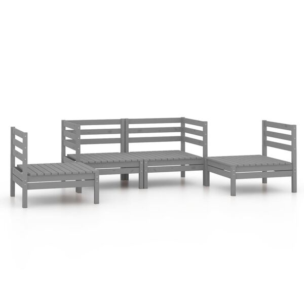 vidaXL 4 Piece Garden Lounge Set Grey Solid Pinewood