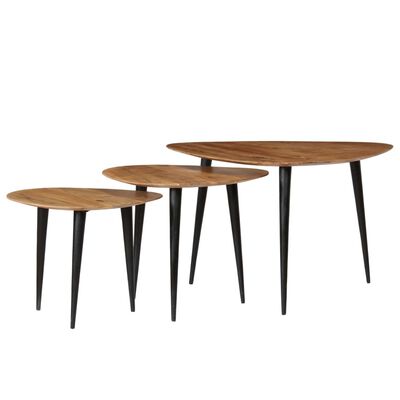 vidaXL Coffee Table Set 3 Pieces Solid Acacia Wood