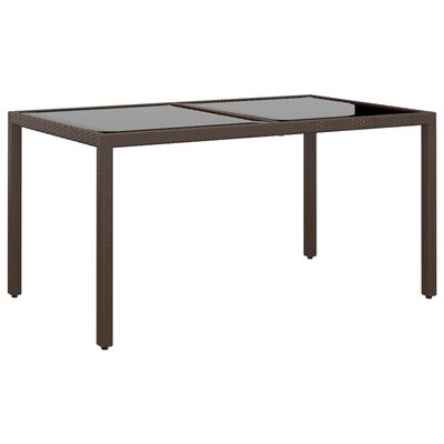 vidaXL Garden Table 150x90x75 cm Tempered Glass and Poly Rattan Brown