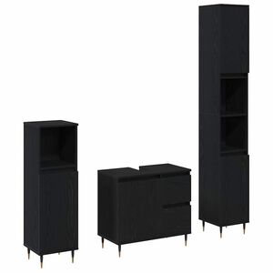 vidaXL Bathroom Furniture Set 3 pcs Black Oak