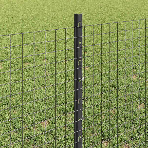 vidaXL Fence with Post Grey 0.6 x 25 m Steel and PVC