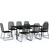 vidaXL 9 Piece Garden Dining Set Black