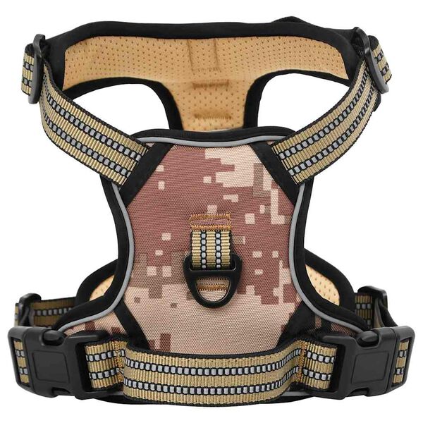 vidaXL Dog Harness with Lead & Collar Adjustable Camouflage Brown XL