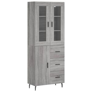 vidaXL Highboard Grey Sonoma 69.5x34x180 cm Engineered Wood