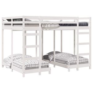 vidaXL Triple Bunk Bed Frame White 140 x 200 cm Solid Pine Wood