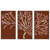 vidaXL Garden Wall Decorations 3 pcs 105x55 cm Corten Steel Tree Design