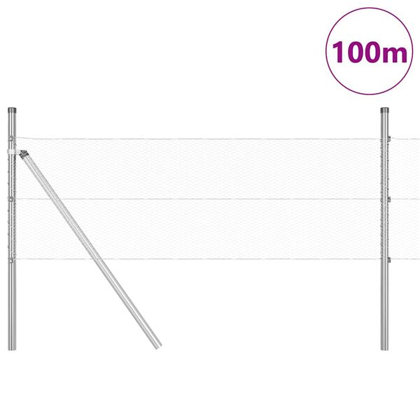 vidaXL Fence Post Silver 100 x 0.5 m (13 mm mesh) Steel