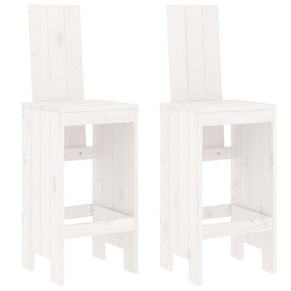 vidaXL Bar Stools 2 pcs White 40x42x120 cm Solid Wood Pine
