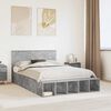 vidaXL Bed Frame with Shelf Concrete Grey 160 x 200 cm Engineered Wood