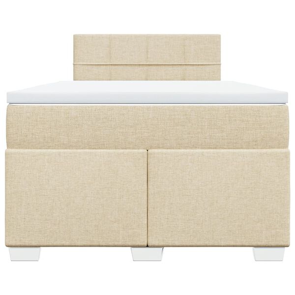 vidaXL Box Spring Bed with Mattress Cream 120x200 cm Fabric