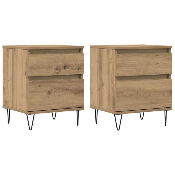vidaXL Bedside Cabinets 2 pcs Artisan Oak 40x35x50 cm Engineered Wood