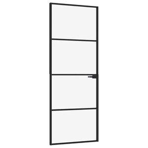 vidaXL Interior Door Black 76x201.5 cm Tempered Glass&Aluminium