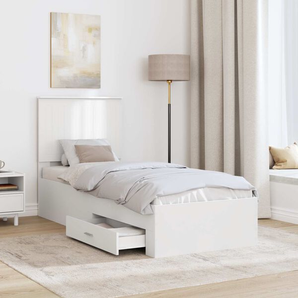 vidaXL Bed Frame White and Silver 70 x 190 cm Engineered Wood