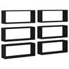 vidaXL Wall Shelves 6 pcs Black oak 60 x 15 x 23 cm Engineered wood