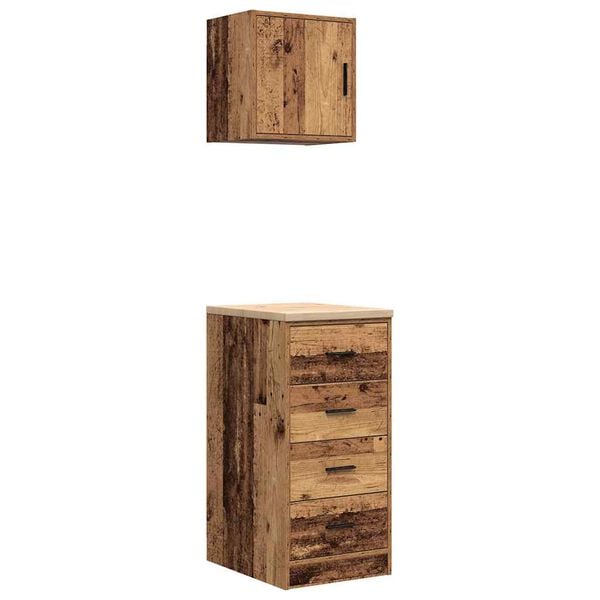 vidaXL Garage Cabinets 2 pcs Old Wood Engineered Wood