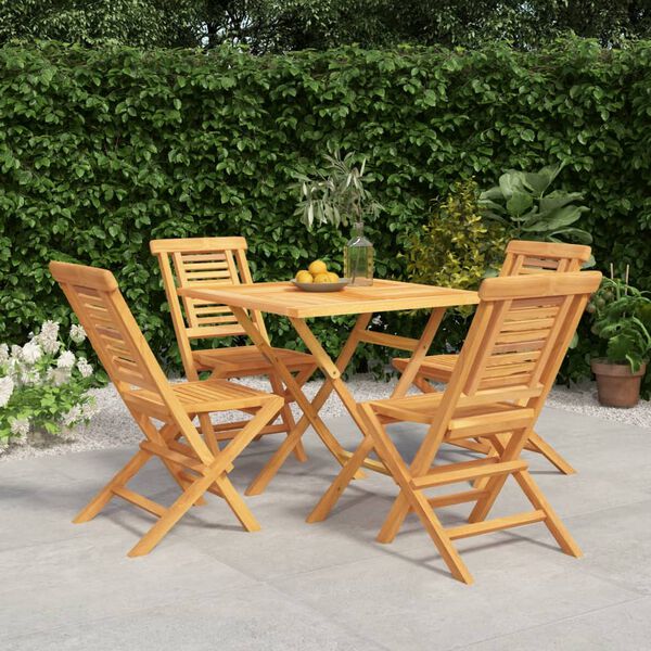 vidaXL 5 Piece Garden Dining Set Solid Wood Teak