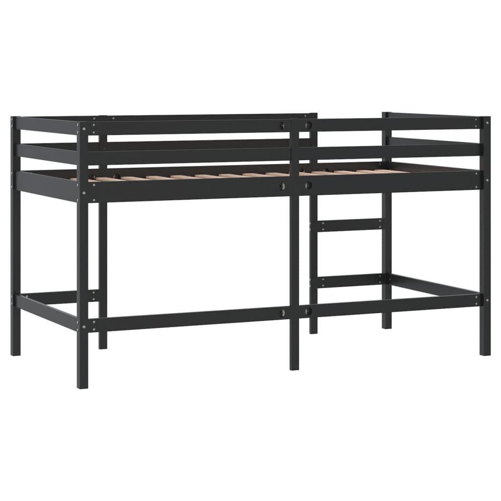 vidaXL Kids Loft Bed with Ladder Black 80x200 cm Solid Wood Pine