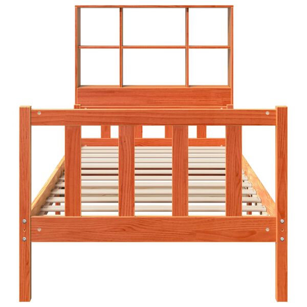 vidaXL Bookcase Bed without Mattress Wax Brown 75x190 cm Small Single Solid Wood