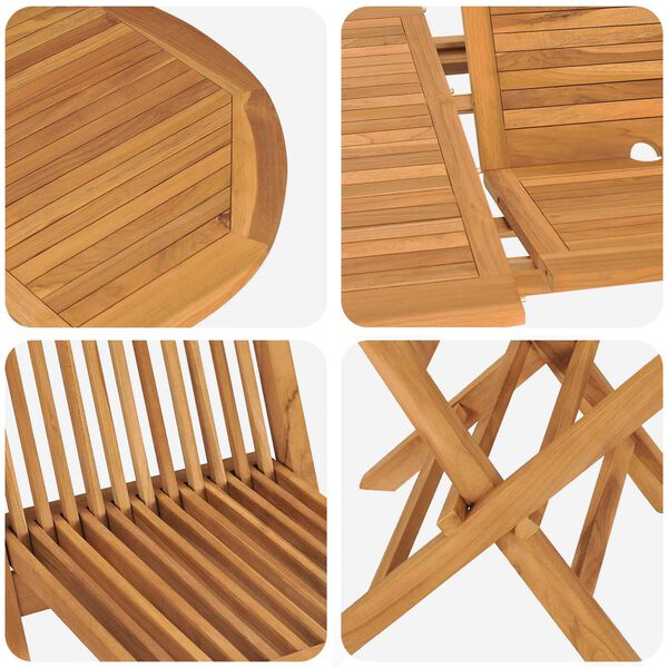 vidaXL Garden Dining Set 5 pcs Brown Solid Teak Wood