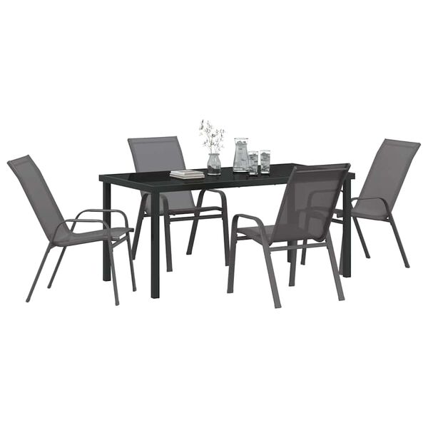 vidaXL Garden Dining Set 5 pcs Grey Textilene and steel