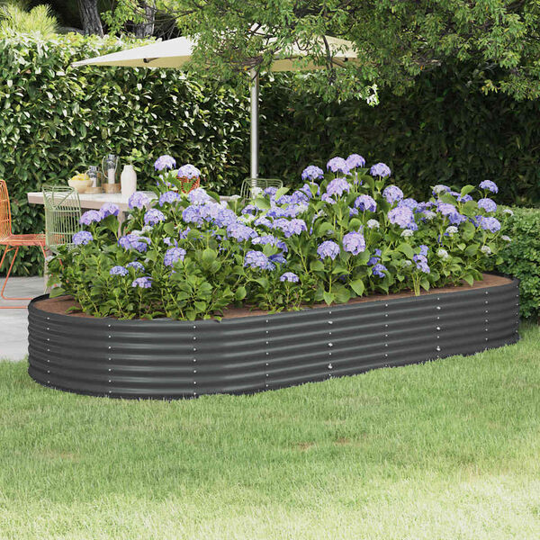 vidaXL Garden Raised Bed Galvanised Steel 296x140x36 cm Anthracite