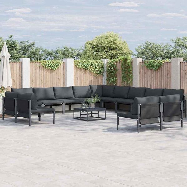 vidaXL Garden Sofa Set with Cushion Anthracite Steel