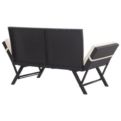 vidaXL Garden Bench with Cushions Black 176 cm Poly Rattan