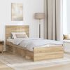 vidaXL Bed Frame with Headboard Sonoma Oak 90 x 200 cm Solid Pine Wood