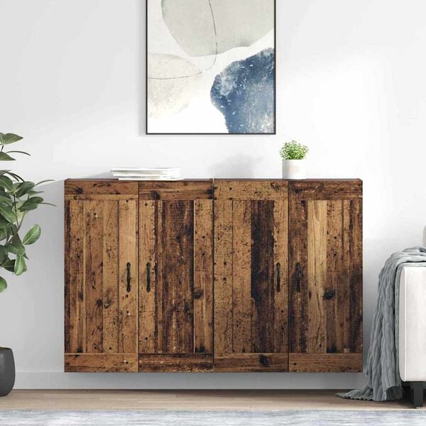 vidaXL Wall-mounted Cabinet 2 pcs Old Wood 69.5 x 34 x 90 cm