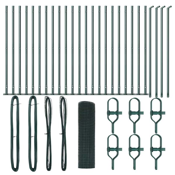 vidaXL Fence Post Green 50 x 0.8 m (25 x 25 mm mesh) Steel and PVC