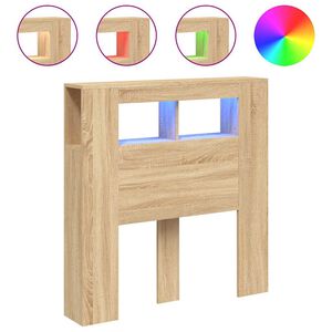 vidaXL LED Headboard Sonoma Oak 100x18.5x103.5 cm Engineered Wood