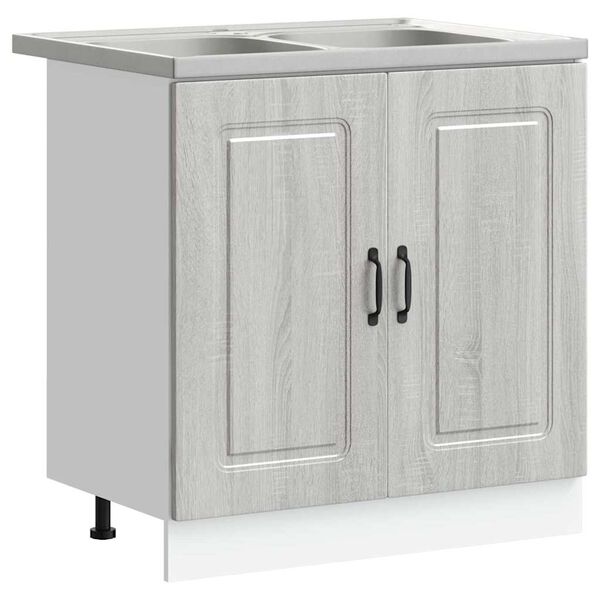vidaXL Kitchen Cabinet with Door Kalmar 2 pcs Grey 80 x 46 x 81.5 cm