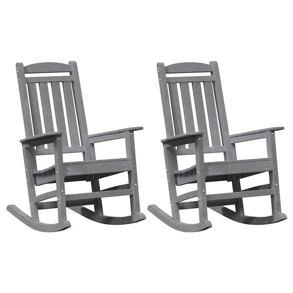 vidaXL Rocking Chair 2 pcs Light Grey 92 x 70 x 108 cm Polyethylene