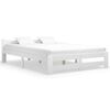 vidaXL Bed Frame without Mattress White Solid Pine Wood 180x200 cm Super King
