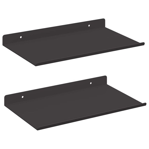 vidaXL Floating Shelf 2 pcs Black 30 x 17.5 x 2.5 cm Steel