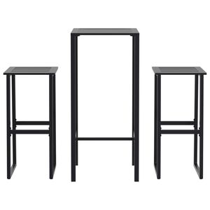 vidaXL 3 Piece Garden Bar Set Black Powder-coated Steel