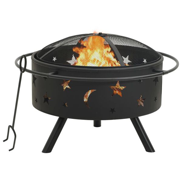 vidaXL Fire Pit with Poker 76 cm XXL Steel