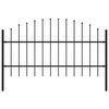 vidaXL Garden Fence with Spear Top Steel 181x100 cm Black