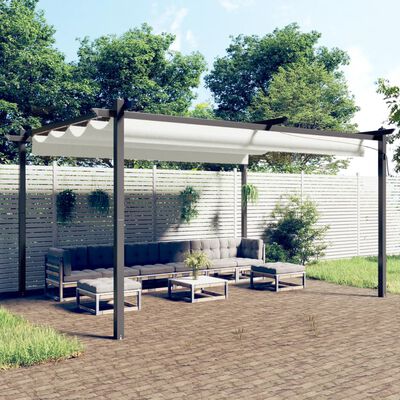 vidaXL Garden Gazebo with Retractable Roof 4x3 m Cream