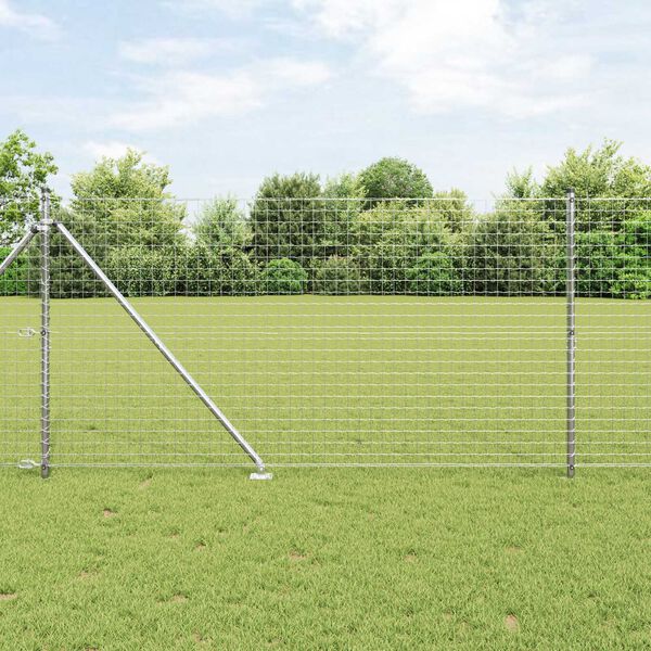 vidaXL Fence with Posts Silver 1.2 x 10 m Steel
