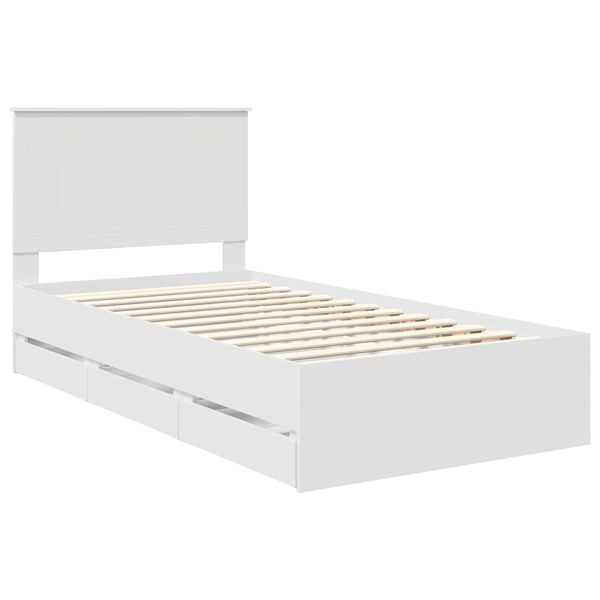 vidaXL Bed Frame with Drawer White 100 x 200 cm Engineer Wood