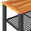 vidaXL Garden Table Black 70x38x42 cm Poly Rattan Acacia Wood