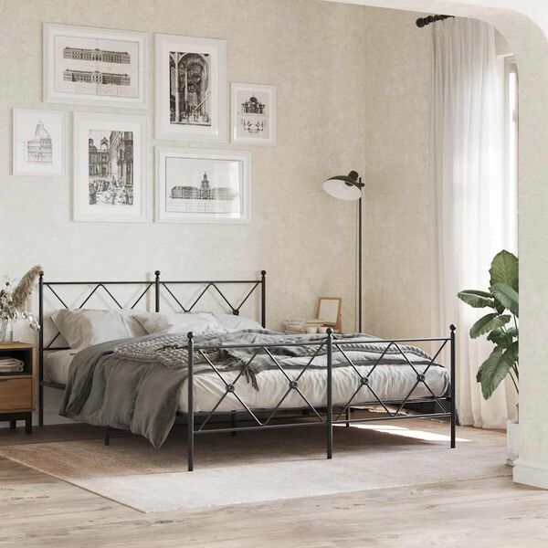 vidaXL Metal Replace Headboard Black 160cm