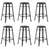 vidaXL Bar Stool | Set of 6 | Black | Powder-coated steel | Standard size