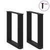 vidaXL Coffee Table Legs U-Shaped 2 pcs Black 28x(42-43) cm Steel