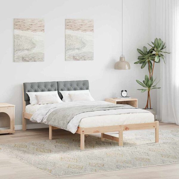 vidaXL Bed frame Brown and light grey 120 x 200 cm Solid pine wood