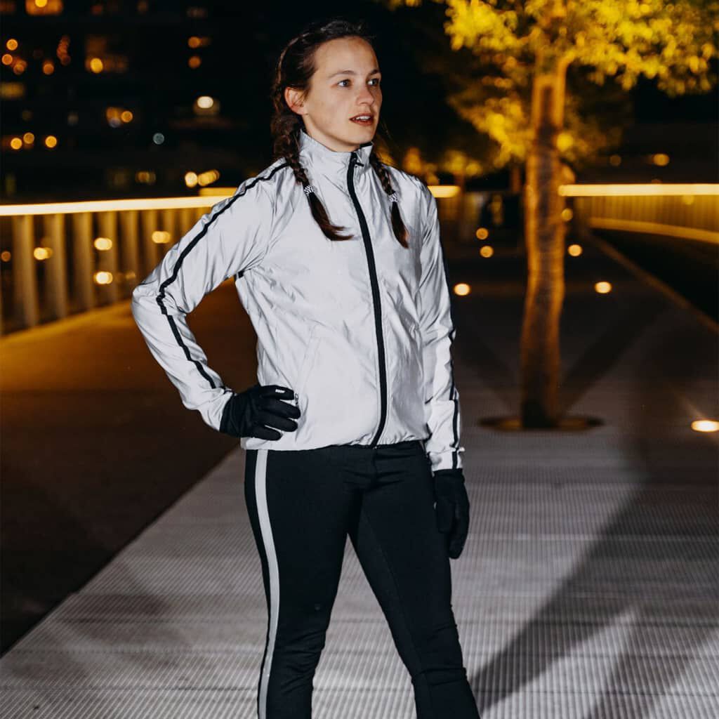 Silver reflective running jacket womens sales